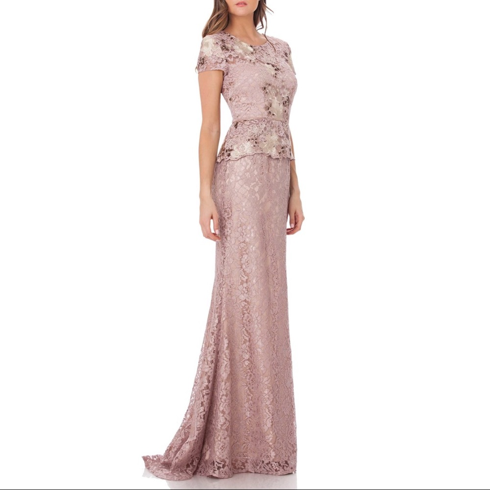 JS Collections lavender Lace Gown